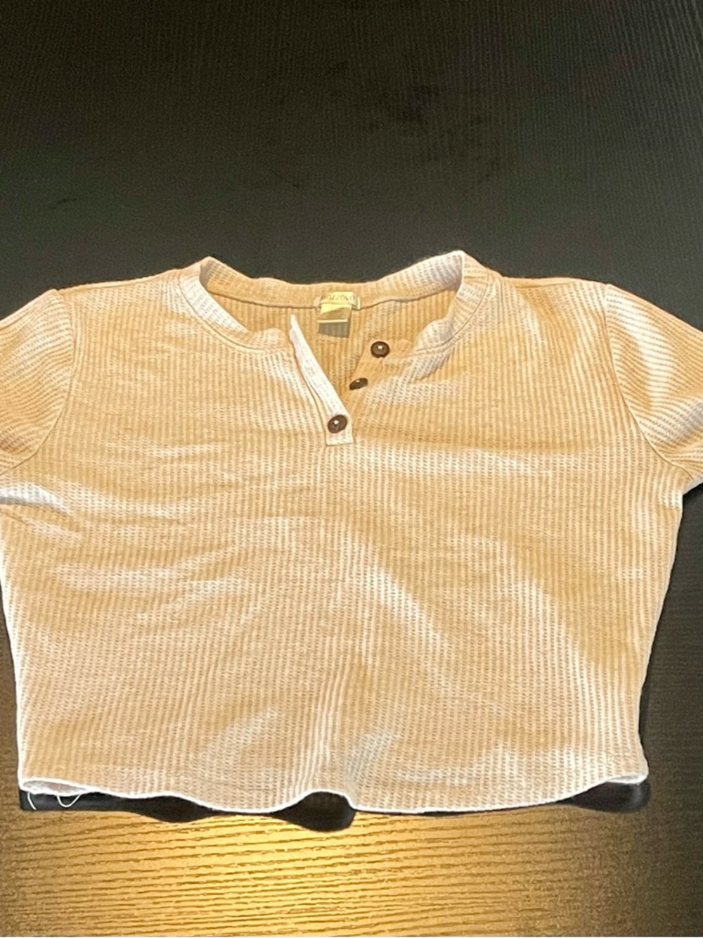 Short-Sleeve Henley Top - Cream